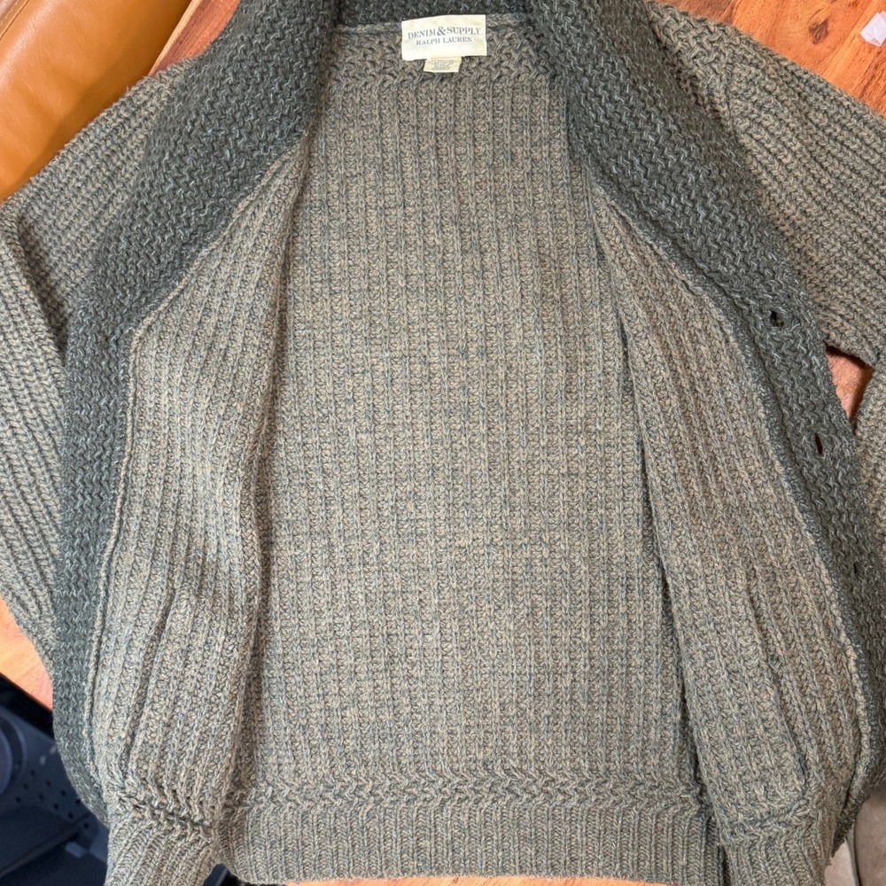 Denim Supply Ralph Lauren Mens Shawl Collar Shetland Wool Cardigan Sweater Small - Picture 15 of 16